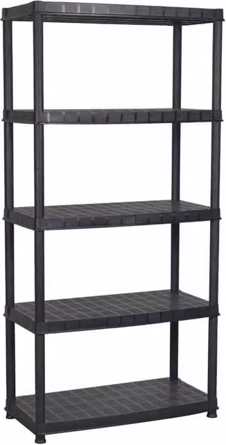 Berkfield Home 5-Tier Storage Shelf in Black Plastic, W/D/H: 85 x 40 x 185 cm