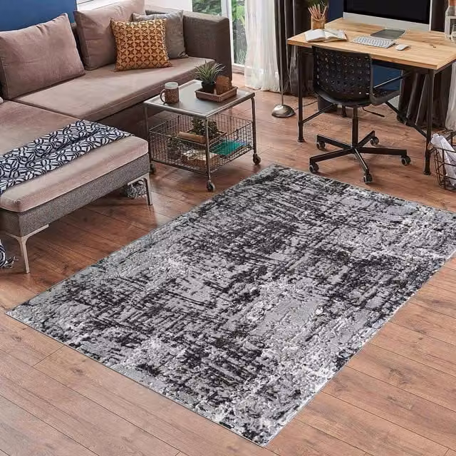 Desire Rugs Serenity Modern Abstract Contemporary Runner Rug, Black, W: 60 cm, L: 220 cm