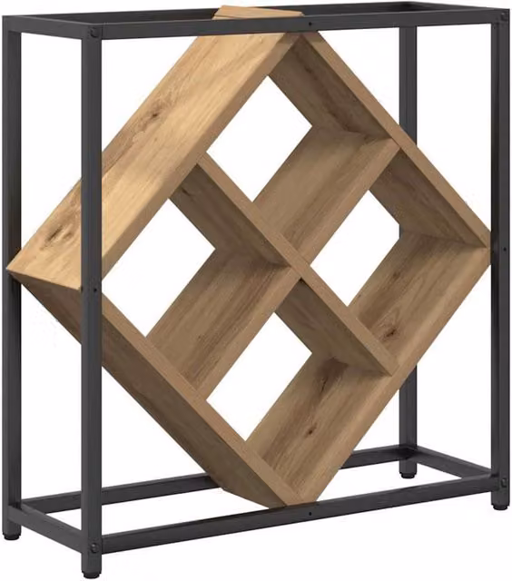 Berkfield Home Artisan Oak Wine Rack in Brown, W/D/H: 51 x 18 x 52.5 cm