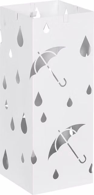 HOMCOM White Steel Six-Umbrella Holder Stand with Removable Tray