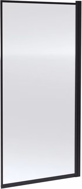Balterley Square Hinged Bath Screen Shower Panel with Clear Glass and Black Outer Frame, W: 77.5 cm, H: 143 cm