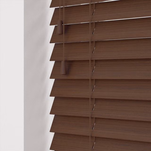 NewEdgeBlinds Brown Faux Wood Venetian Blinds with Cord, Width: 190 cm