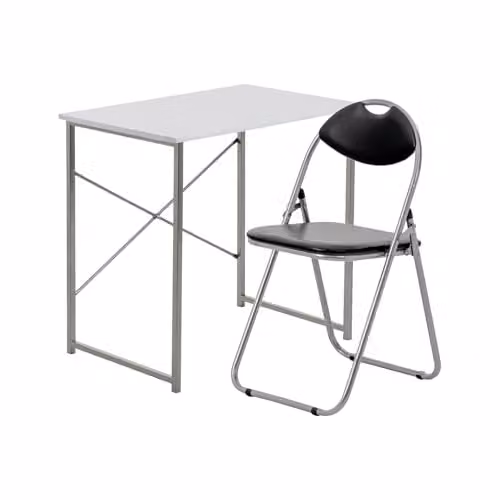 Harbour Housewares Minimalist Industrial Office Desk and Chair Set in White and Black