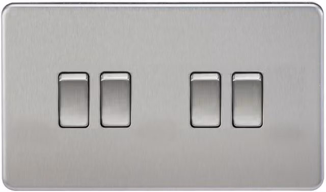 Knightsbridge Screwless 10AX 4G 2-Way Switch in Brushed Chrome SF4100BC
