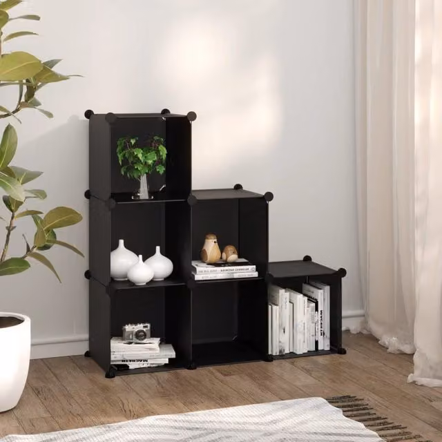 Berkfield 6-Cube Freestanding Home and Office Storage Organiser in Black