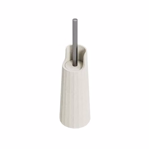 COSMIC Avenir Contemporary Polygonal Design Toilet Brush and Freestanding Holder in Natural White, Made of Recycled Plastic