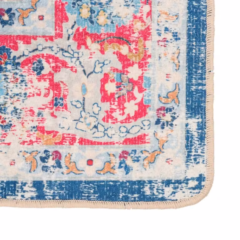Berkfield Home Washable Multicolour Round Oriental Vintage Anti Slip Rug, Diameter: 100 cm