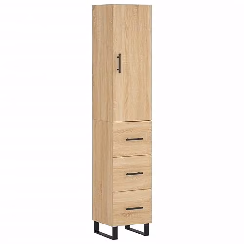 vidaXL Modern Sonoma Oak Highboard and Sideboard Storage Cabinet in Brown, W/D/H: 180 x 34.5 x 34 x 33.8 cm
