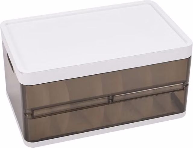 Garden Sanctuary Folding Clothes Organiser Wardrobe Drawer Storage Box with Dividers, Brown and Transparent, W/D/H: 40.0 x 20.0 x 15.0 cm