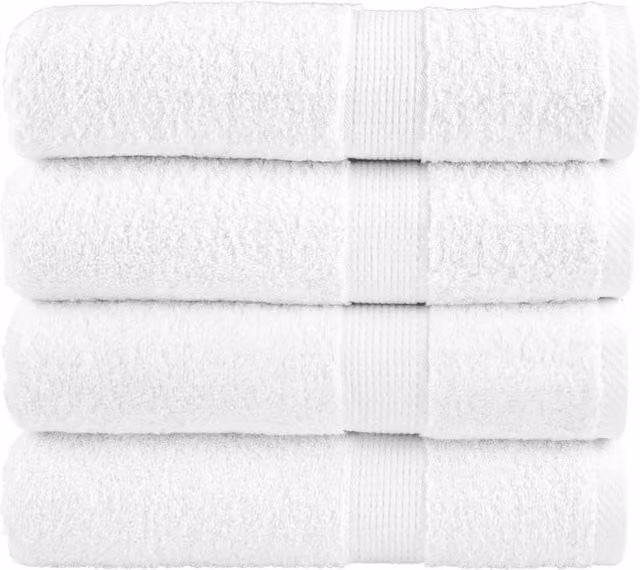 Berkfield Home SOLUND Premium Cotton Terry Bath Towels, White, 4 Pack, W: 100 cm, L: 150 cm, 600gsm