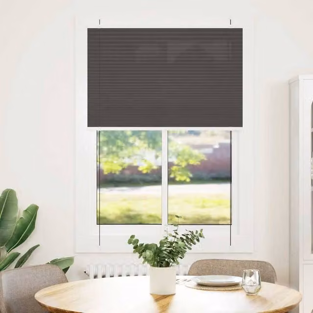 Berkfield Home Black Single Pleat Polyester Fabric Blind, W: 94.4 cm, H: 150 cm
