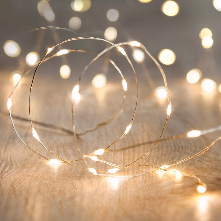 Lights4fun 20 Warm White LED Micro Battery Fairy Lights in Silver