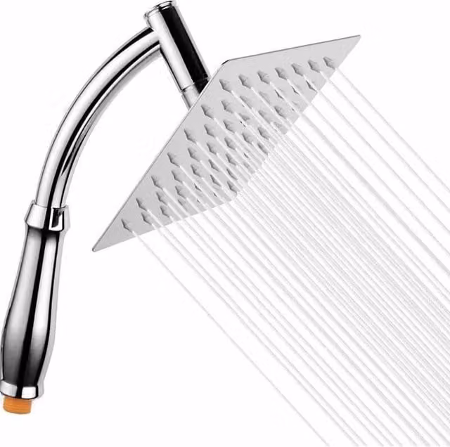 PAWNORA Large Square Stainless Steel Rainfall Overhead Shower Head in Chrome Silver