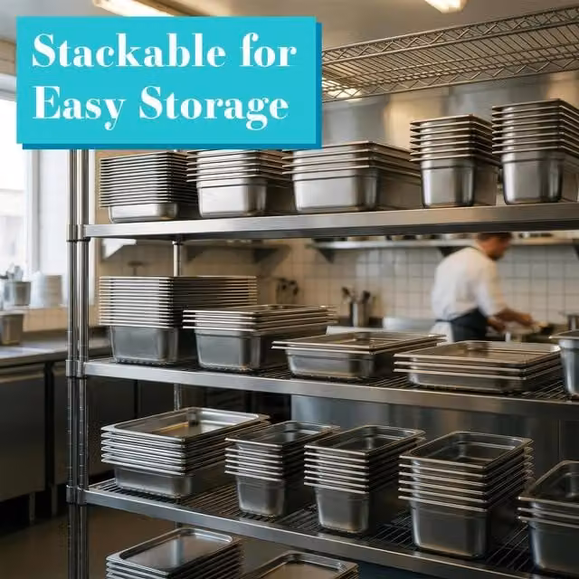 Argon Tableware Stainless Steel Gastronorm Containers with Loose Lids, Set of 10, Silver, 3L