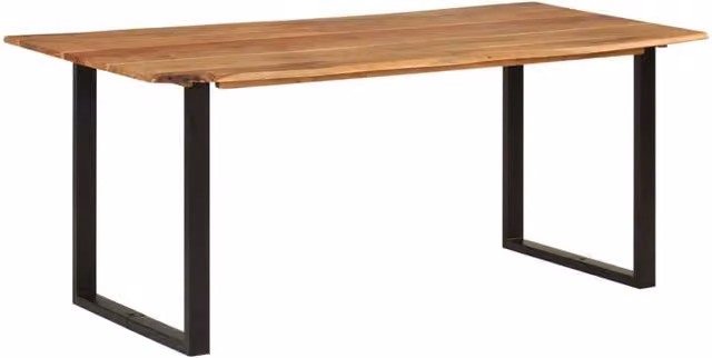 Berkfield Home Rectangular Dining Table in Brown Solid Acacia Wood with Sled Base, W/D/H: 180 x 90 x 76 cm