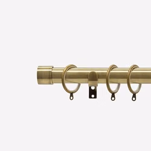 New Edge Blinds Straight Metal Curtain Pole in Gold and Bronze Brass, 250 cm Length, 3 cm Diameter