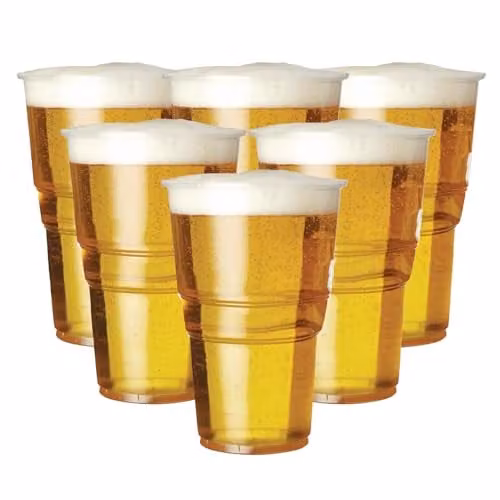 ECONX 500 x Clear Plastic Disposable Beer Glasses, 660ml
