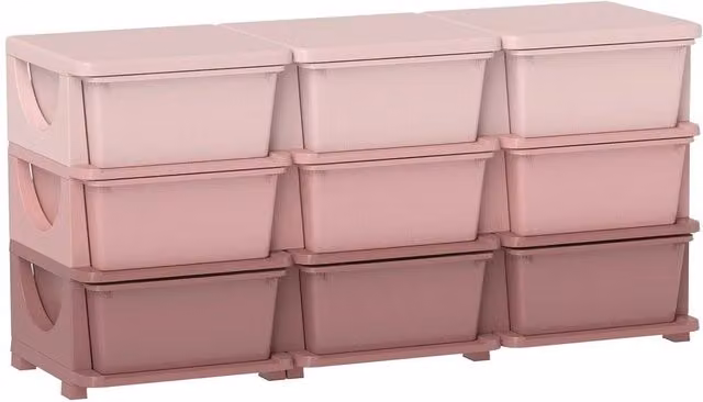 PAWNORA Pink Plastic Storage Unit with Drawers for Children's Rooms