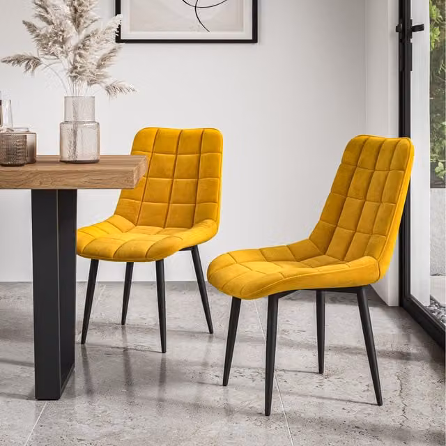 More4Homes Nova Modern Velvet Dining Chair Set of 8 in Yellow