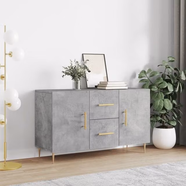 Berkfield Home Modern Sideboard in Concrete Grey, W/D/H: 100 x 36 x 60 cm