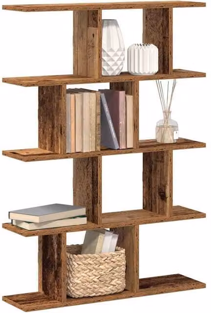 Berkfield Home Wall Mounted 12 Compartment Cube Shelf in Brown Old Wood Finish