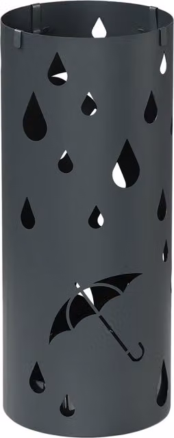 HOMCOM Circular Umbrella Stand with Hooks and Removable Water Tray, Dark Grey