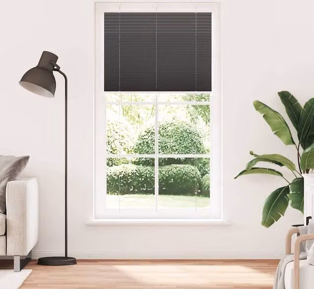 Berkfield Home Single Pleat Black Polyester Semi-Transparent Blind, W: 110 cm, H: 200 cm