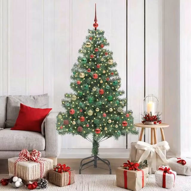 Berkfield Home Green PVC Christmas Tree with 300 LEDs and Stand, Height: 180 cm