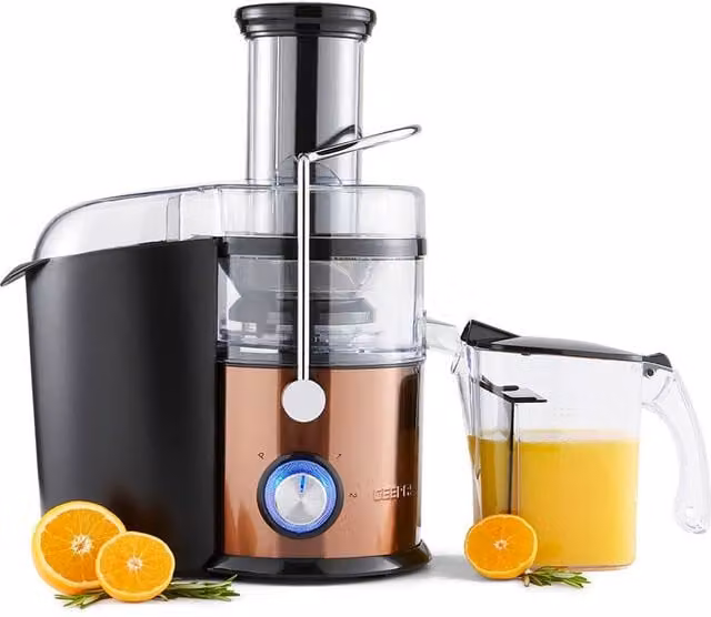 Geepas 800W Centrifugal Juice Extractor in Brown and Silver with Stainless Steel Components, 1L Juice Container and Pulse Function