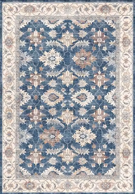 THE RUGS Jurdar Vintage Washable Blue Polyamide Non-Slip Rug, W: 60 cm, L: 180 cm