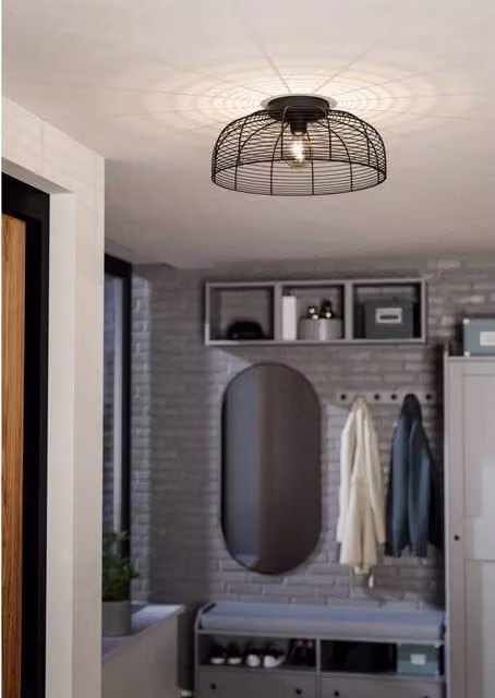Eglo Rinroe Black Steel Wire Dome Ceiling Light, Black