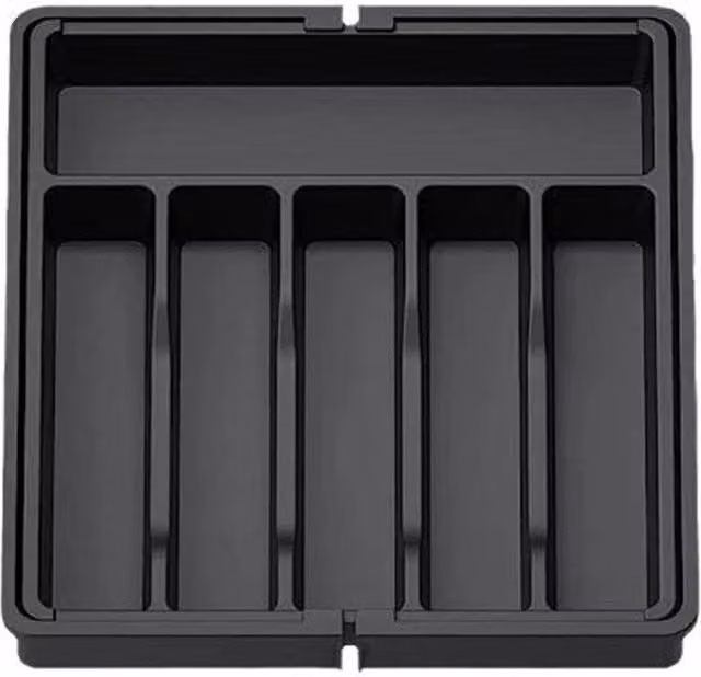 PAWNORA Expandable Plastic Cutlery Tray in Black