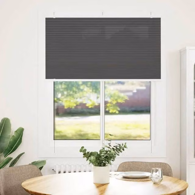Berkfield Home Black Single Pleat Polyester Fabric Blind, W: 105 cm, H: 100 cm