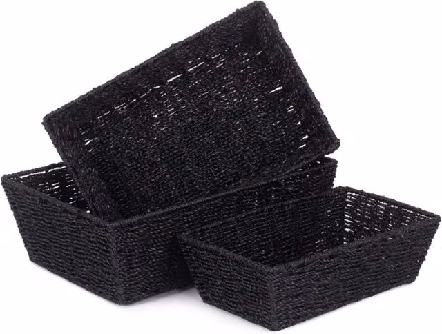 Red Hamper Black Rectangular Paper Rope and Metal Tray, Diameter: 31 cm