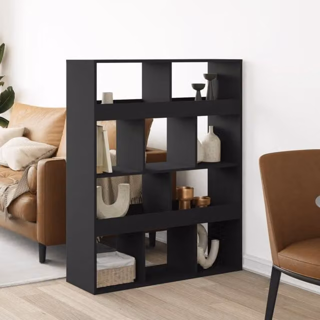 Berkfield Home Black Matt Room Divider, W/D/H: 100 x 33 x 125.5 cm