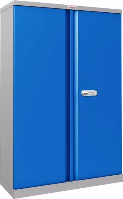 Phoenix Safe Company SCL1491GBE Steel Storage Cupboard in Grey and Blue with Electronic Lock, H 140 cm x W 100 cm