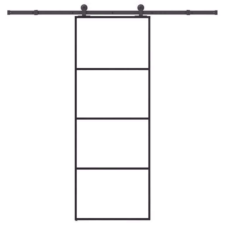 Berkfield Home Sliding Door with Hardware Set in Black, ESG Glass and Aluminium, W: 76 cm, H: 205 cm