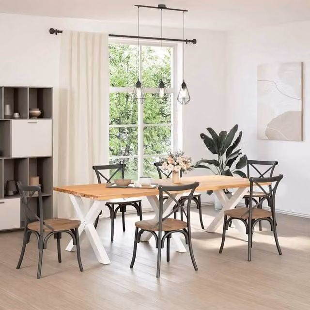 Berkfield Home X-Shaped Dining Table Legs, 3 Piece Set, White Matt Steel, H: 72-73 cm x W: 90 cm