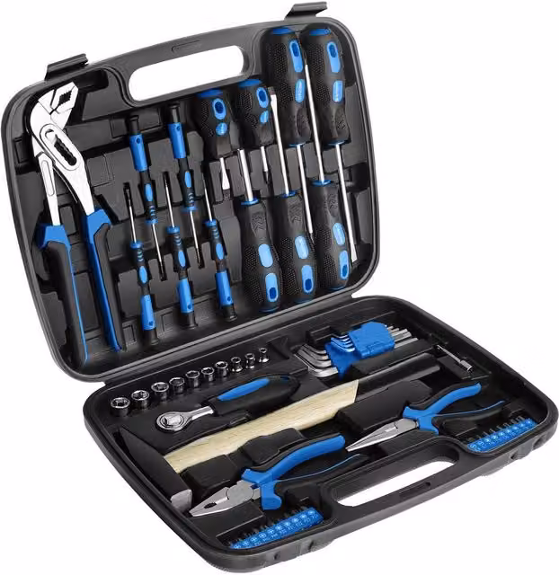 tectake Luigi Tool Box Black 57 Piece Tool Set with Pliers, Screwdrivers, Sockets and Bits