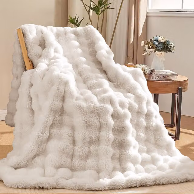 Sweet Dreams Fluffy Faux Fur Animal Print Throw in Beige and Brown, W: 240 cm