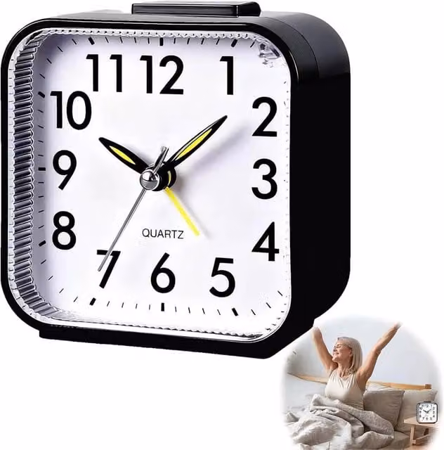 SPETLEK Modern Analog Tabletop Alarm Clock with Illuminated Night Light in Black, Red, Green or White
