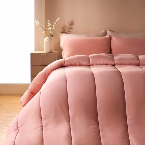 OHS Double Coverless Duvet and Pillowcase Set, 10.5 Tog, Pink, W/D/H: 200 x 200 x 200 cm