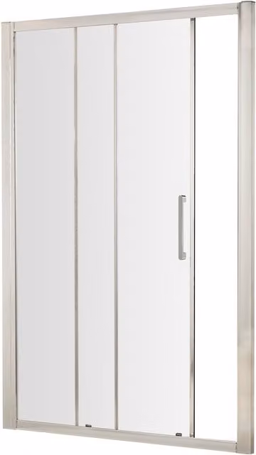 Balterley Sonic Single Sliding Rectangular Shower Door with 8mm Glass and Chrome Bar Handle, Silver, W: 120 cm, H: 190 cm