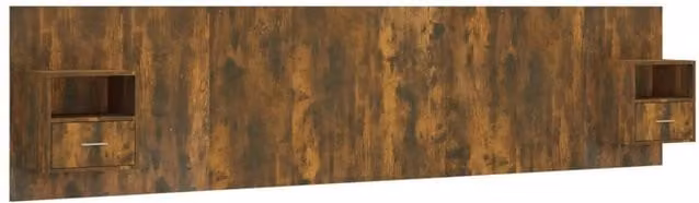 Berkfield Home Bed Headboard with Integrated Nightstand Cabinets in Smoked Oak Brown