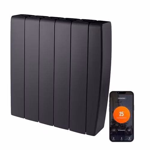 TCP Smart 1500W Black Ceramic Panel Electric Convector Radiator with WiFi and App Control