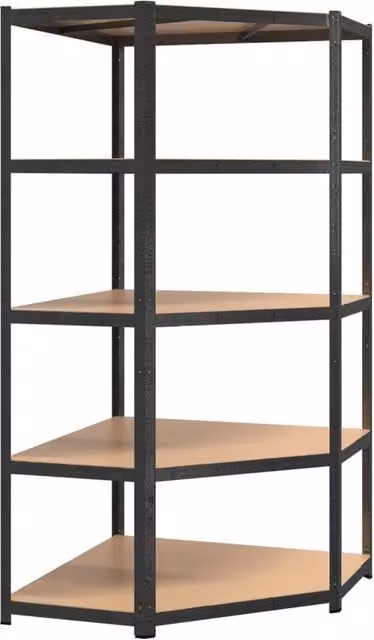 Berkfield Home 5-Layer Heavy-duty Corner Shelf in Grey Steel and Engineered Wood