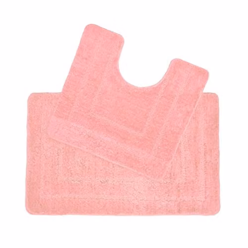 Allure Bath Fashions Two Piece Non-Slip Microfibre Bath and Pedestal Mat Set in Pink