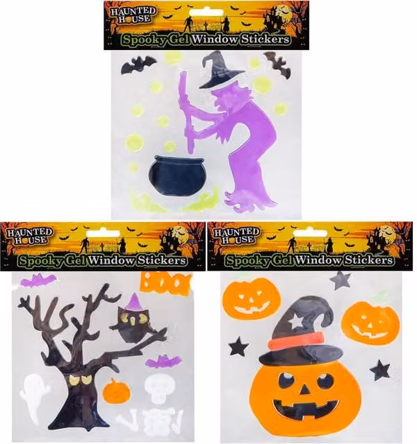 VFM e-Store Halloween Gel Window Stickers, 3 Pack, Multicolour