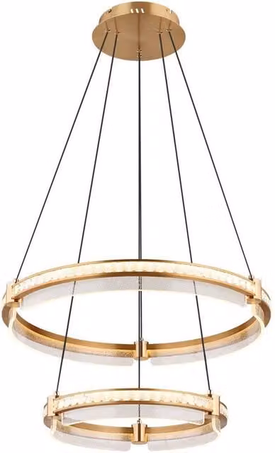 Netlighting Blondie Twin Ring Pendant Light in Gold/Brass with 2x LED, Dimmable and Height Adjustable