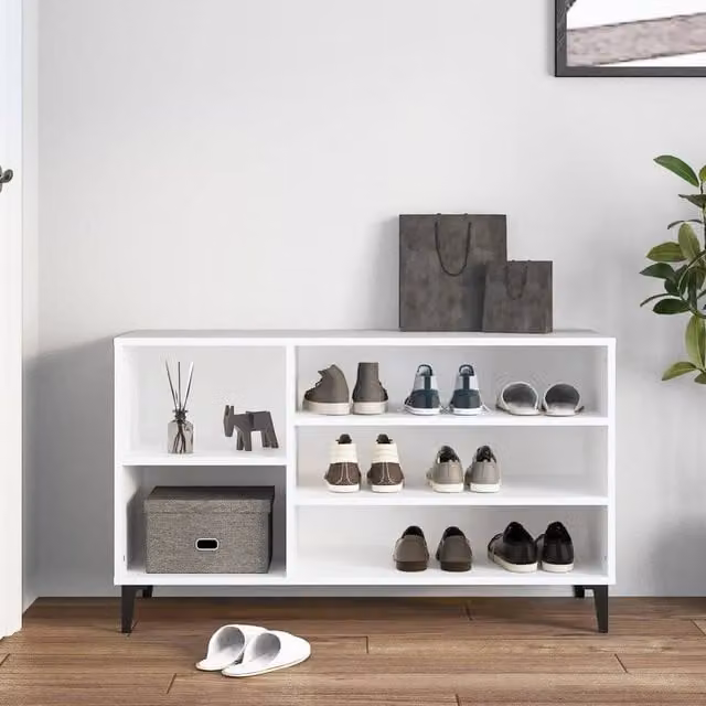 Berkfield Home White Shoe Cabinet W: 102 cm, D: 36 cm, H: 60 cm